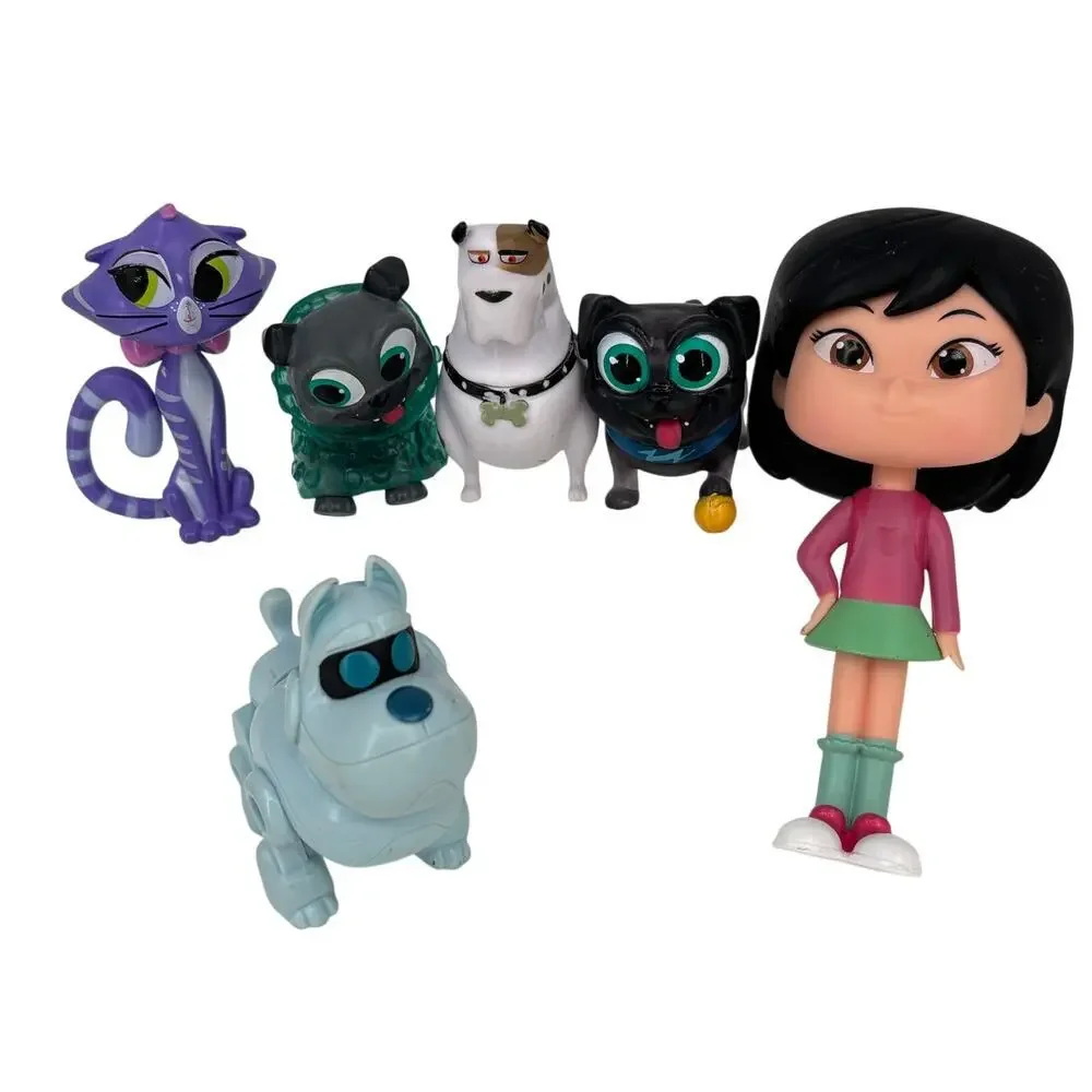 Disney Puppy Dog Pals Doll Chloe‎ Hissy Cat Lot of 6 Action Figure Cake Toppers